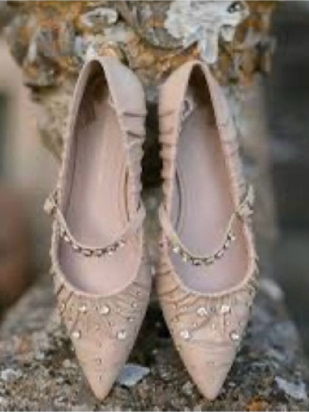 NWOB $129 x Jennifer Sumko Lyssa Lou Leather Studded Mary Jane Flats - Tan